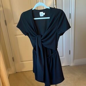 Black Tie-Front Romper